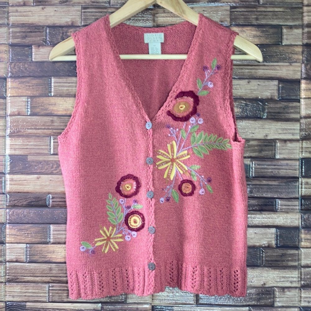 Vintage Womens Sigrid Olsen Sport Knit Boho Vest size Medium